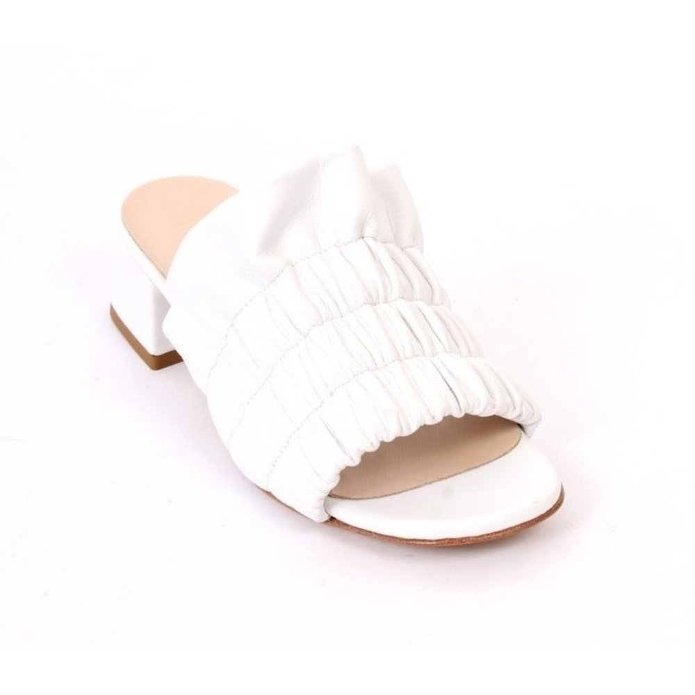 Gianni Ferrante 422a White Leather Stretch Slide Heel Sandal